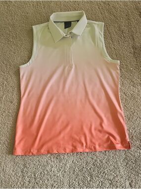 Dunning Golf Coral Ombre Sleeveless Polo Top Large